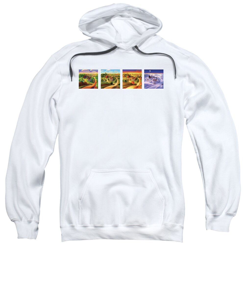  Four Seasons Sweatshirt featuring the painting Four Seasons on the Farm by Robin Moline