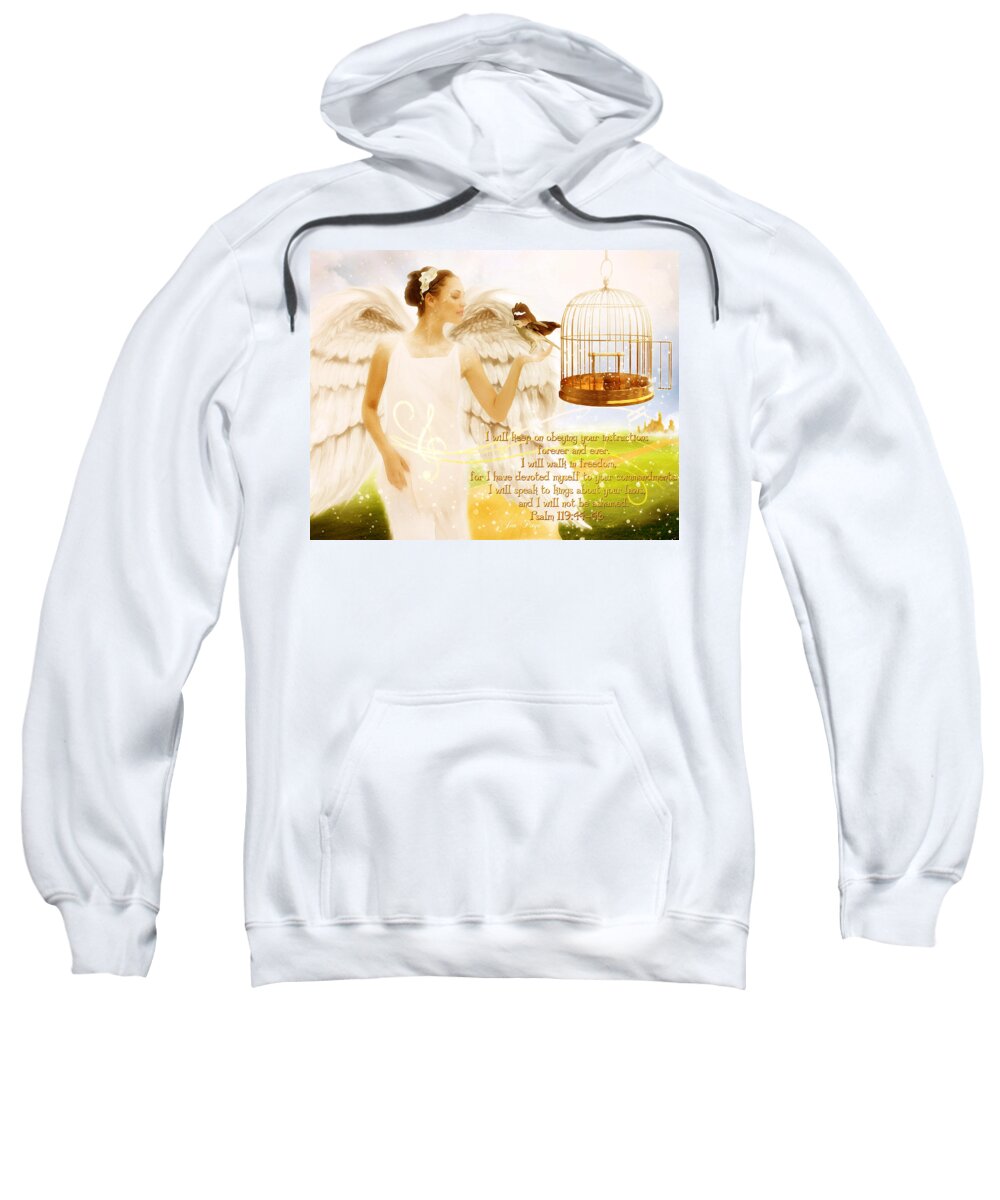 Freedom Song Sweatshirt featuring the digital art Freedom Song with Scripture by Jennifer Page
