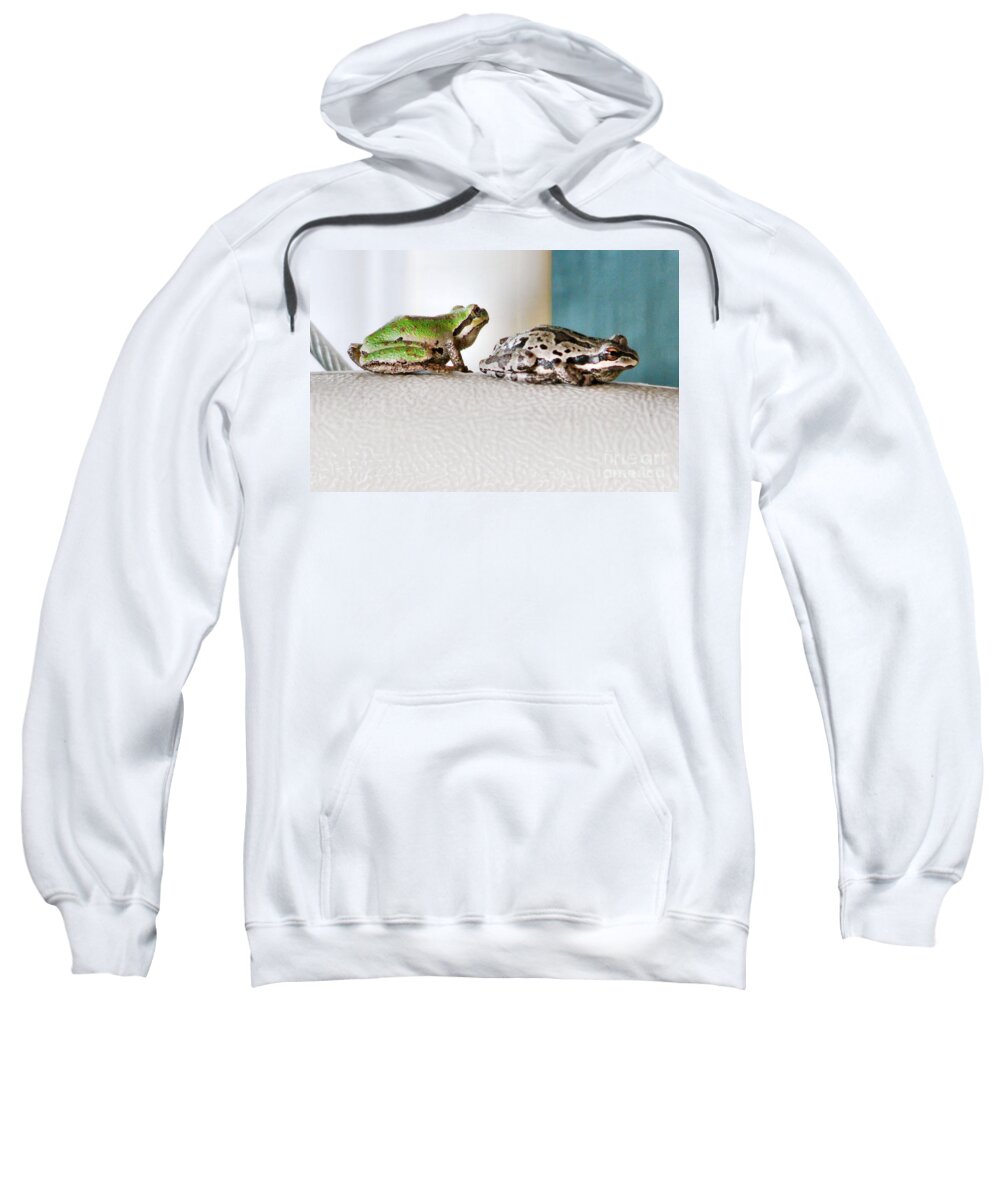 Frog Sweatshirt featuring the photograph Frog Flatulence - A Case Study by Rory Siegel