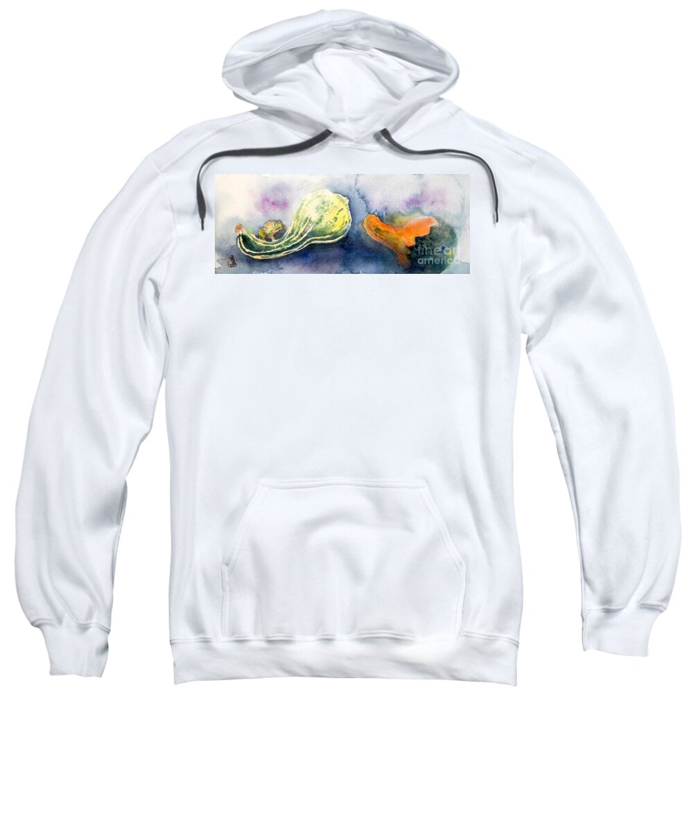 Still Life Sweatshirt featuring the painting Froggy and Gourds by Yoshiko Mishina