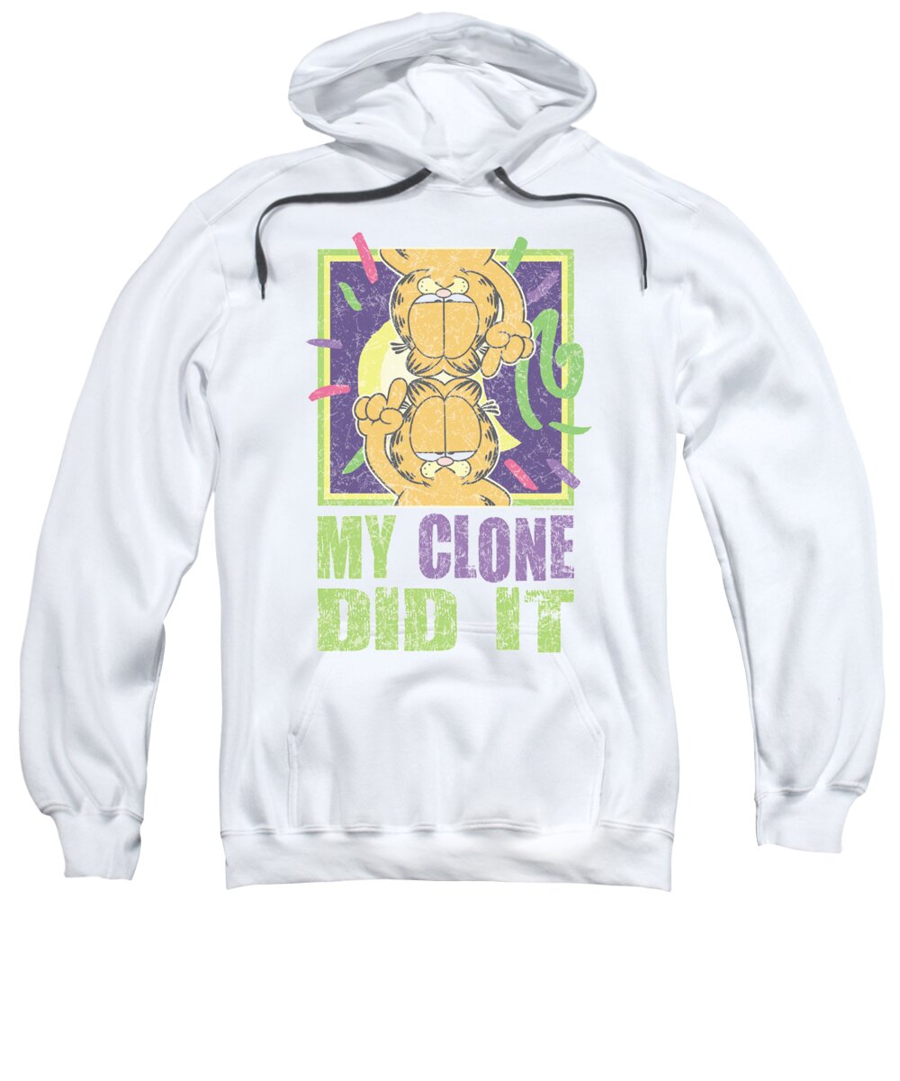 Garfield Sweatshirt featuring the digital art Garfield - My Clone Did It by Brand A