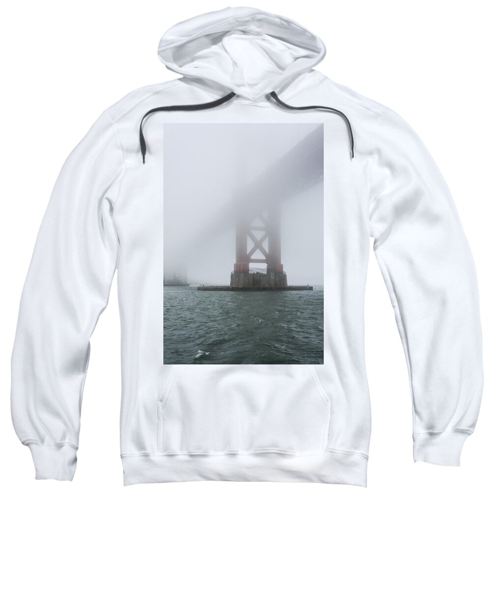 Fog Sweatshirt featuring the photograph Golden Gate Bridge in September fog by Weir Here And There
