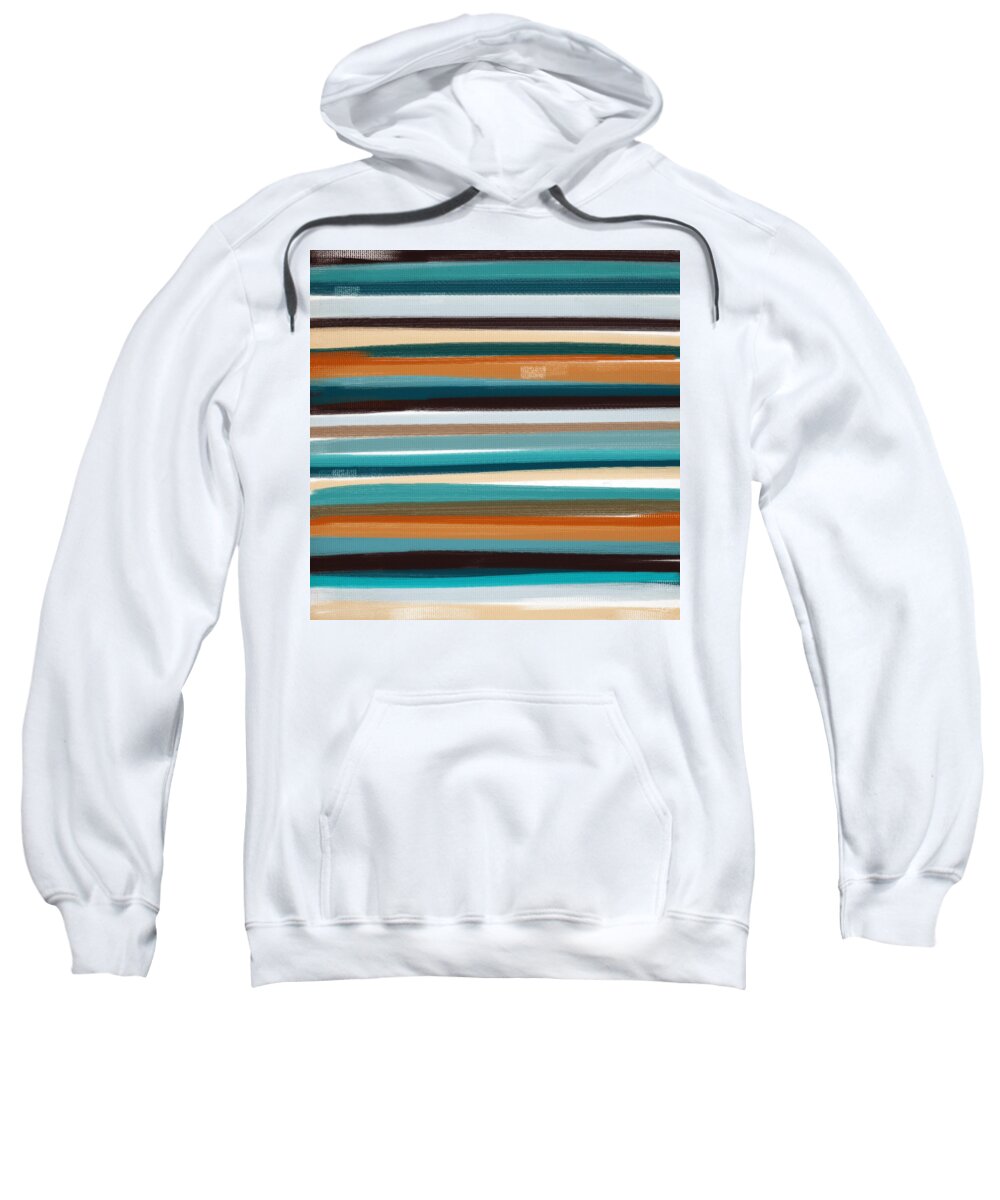 Turquoise Sweatshirt featuring the painting Good Times by Lourry Legarde