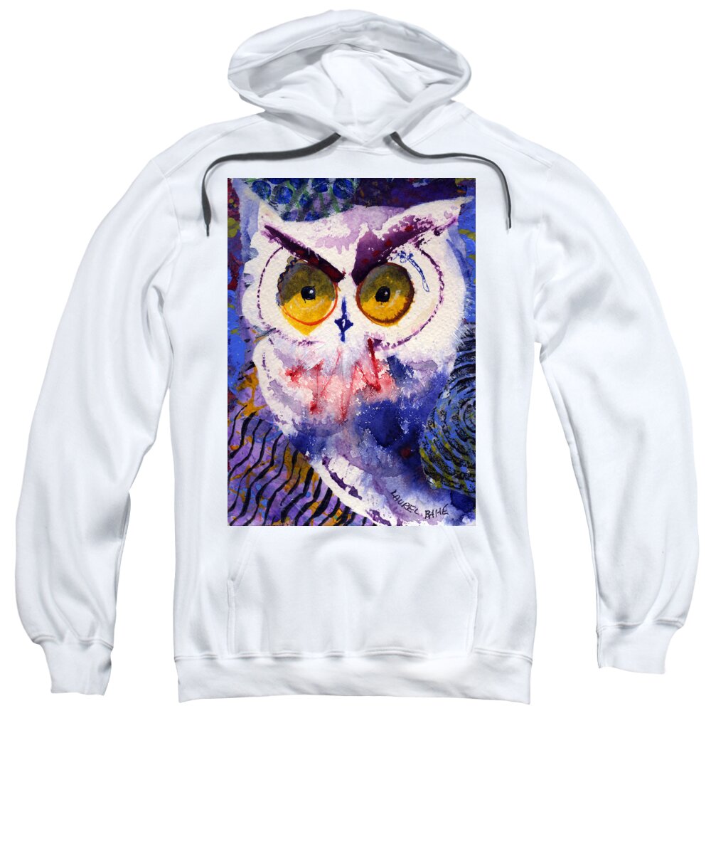 Owl Sweatshirt featuring the painting Gotcha by Laurel Bahe