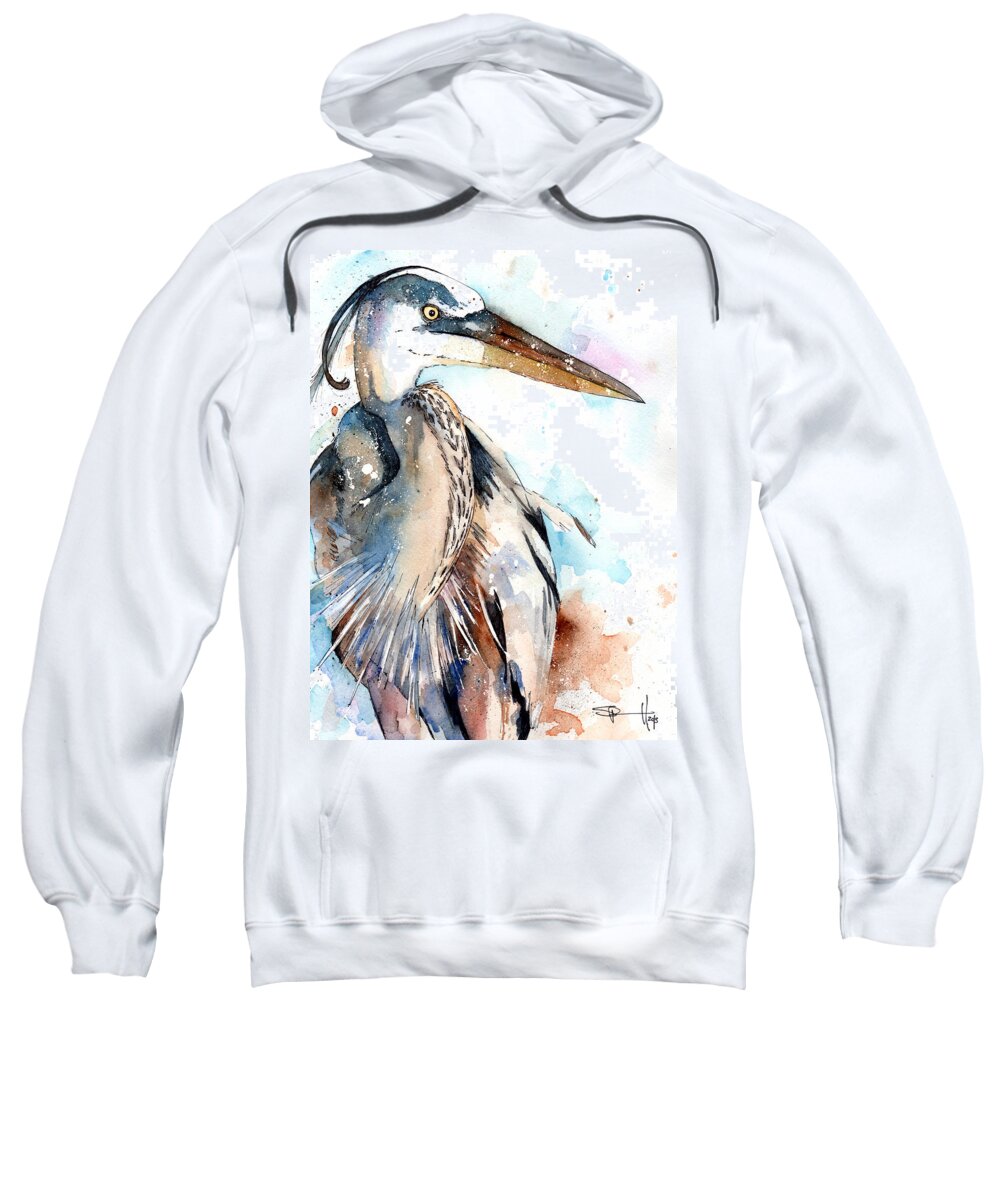 Watercolor Birds Sweatshirt featuring the painting Great Blue by Sean Parnell