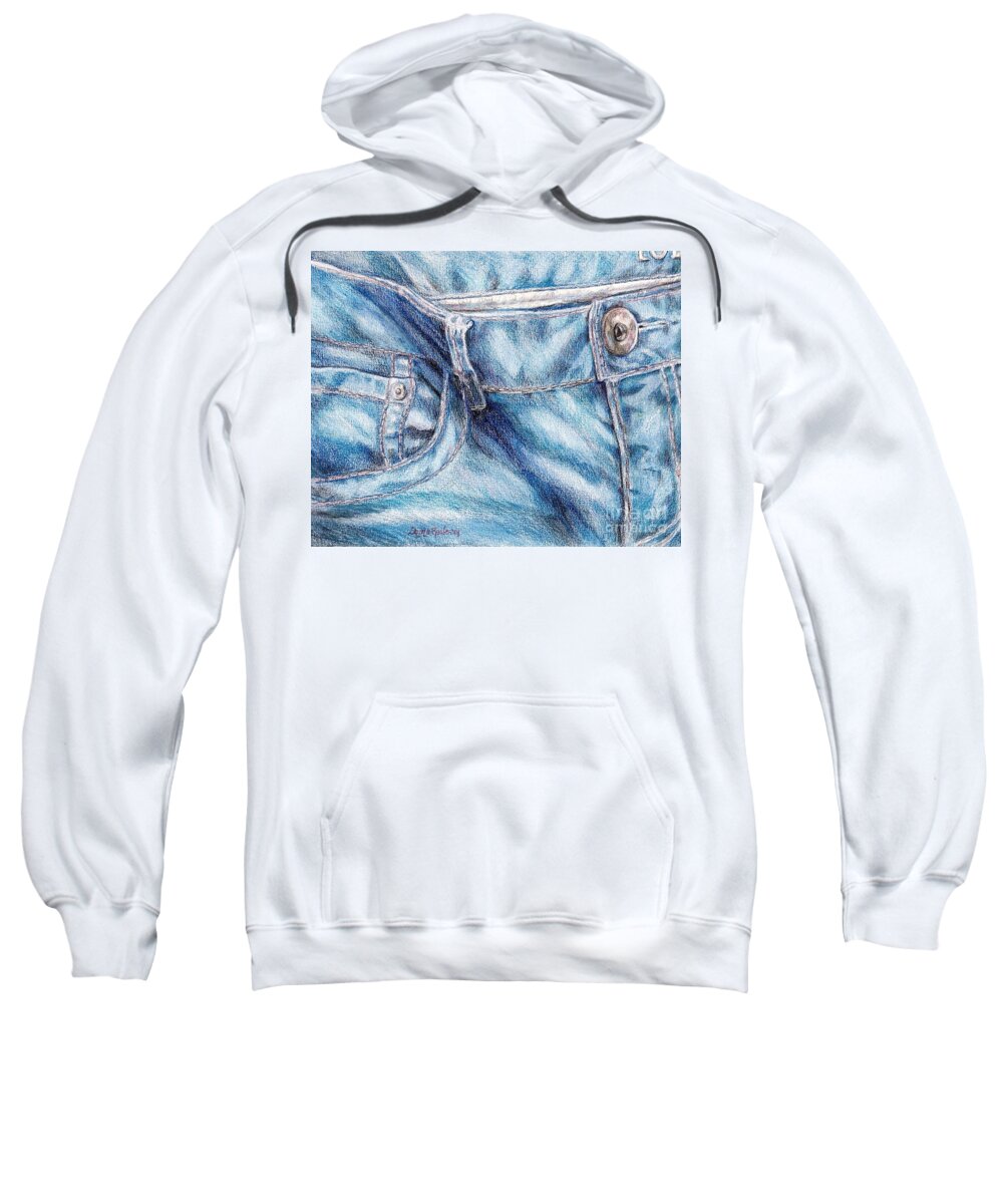 Jean Sweatshirt featuring the painting Her Favorite Pair of Jeans by Shana Rowe Jackson