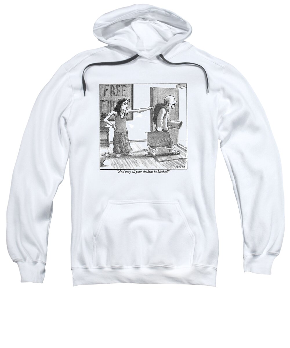 Hippies Sweatshirt featuring the drawing Hippie Girlfriend To Departing Hippie Husband by Harry Bliss