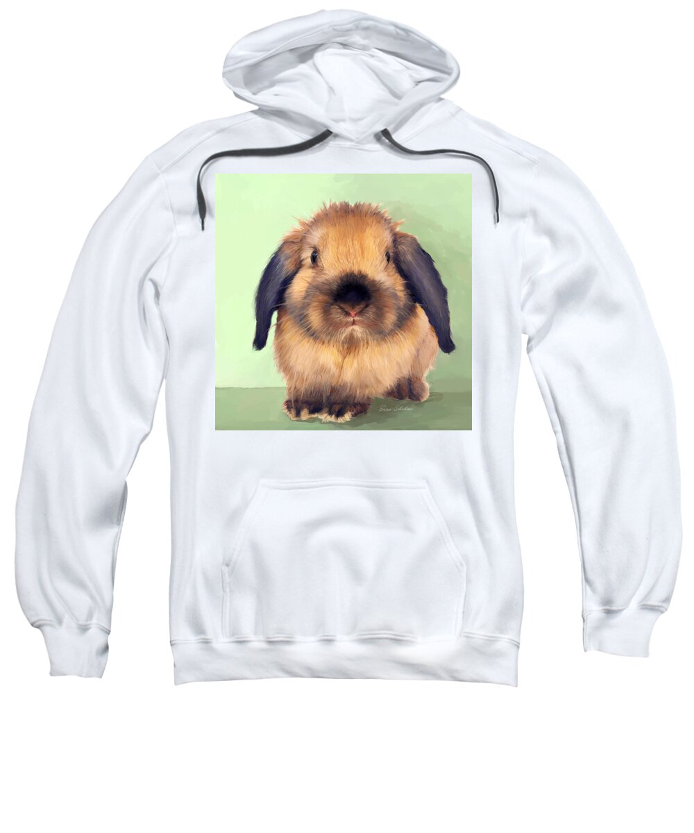 Holland Lop Sweatshirt featuring the painting Holland Lop by Portraits By NC