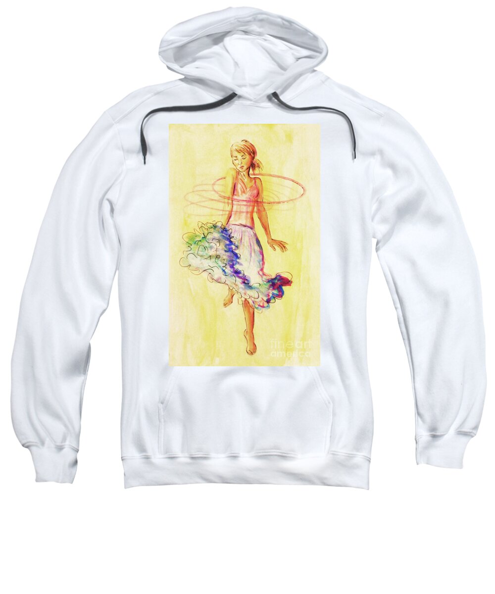Hula Sweatshirt featuring the painting Hoop Dance by Angelique Bowman