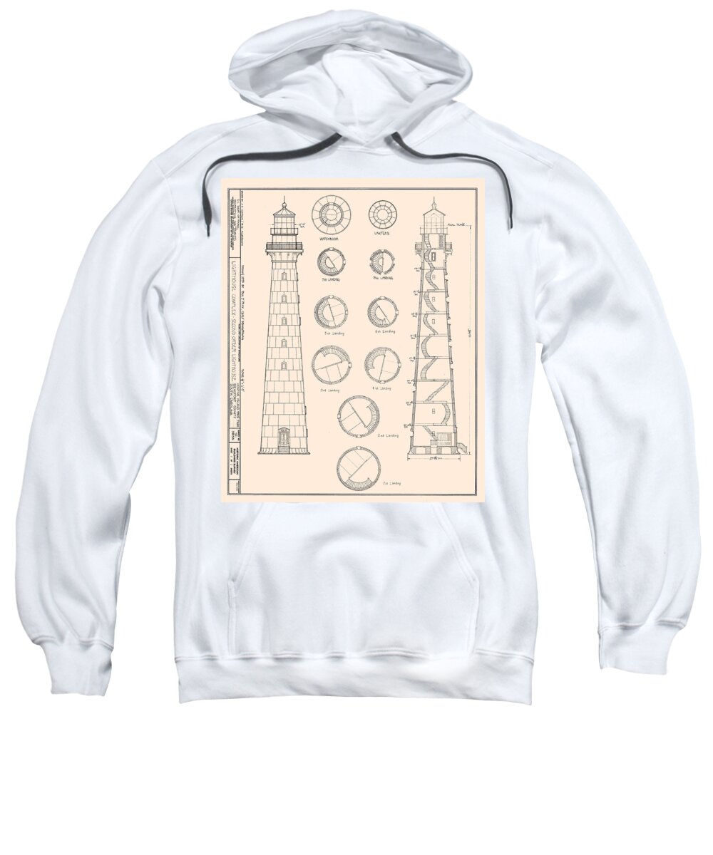 Coast Sweatshirt featuring the drawing Hunting Island Light by Jerry McElroy