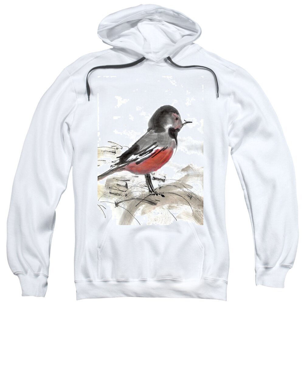Bird Sweatshirt featuring the drawing IllusBird7 by Karina Plachetka