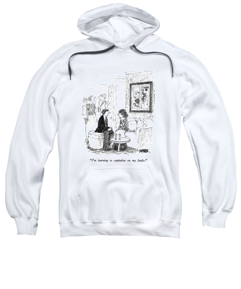 

 Man To Woman On Couch. 
Men Sweatshirt featuring the drawing I'm Learning To Capitalize On My Faults by Robert Weber