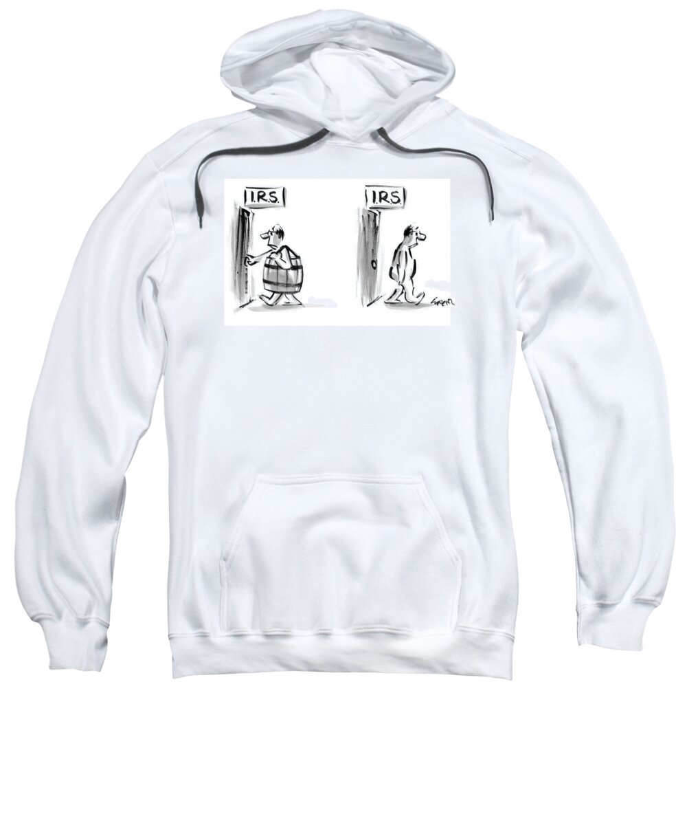 Irs Sweatshirt featuring the drawing In The First Panel A Man Is Seen Walking by Lee Lorenz