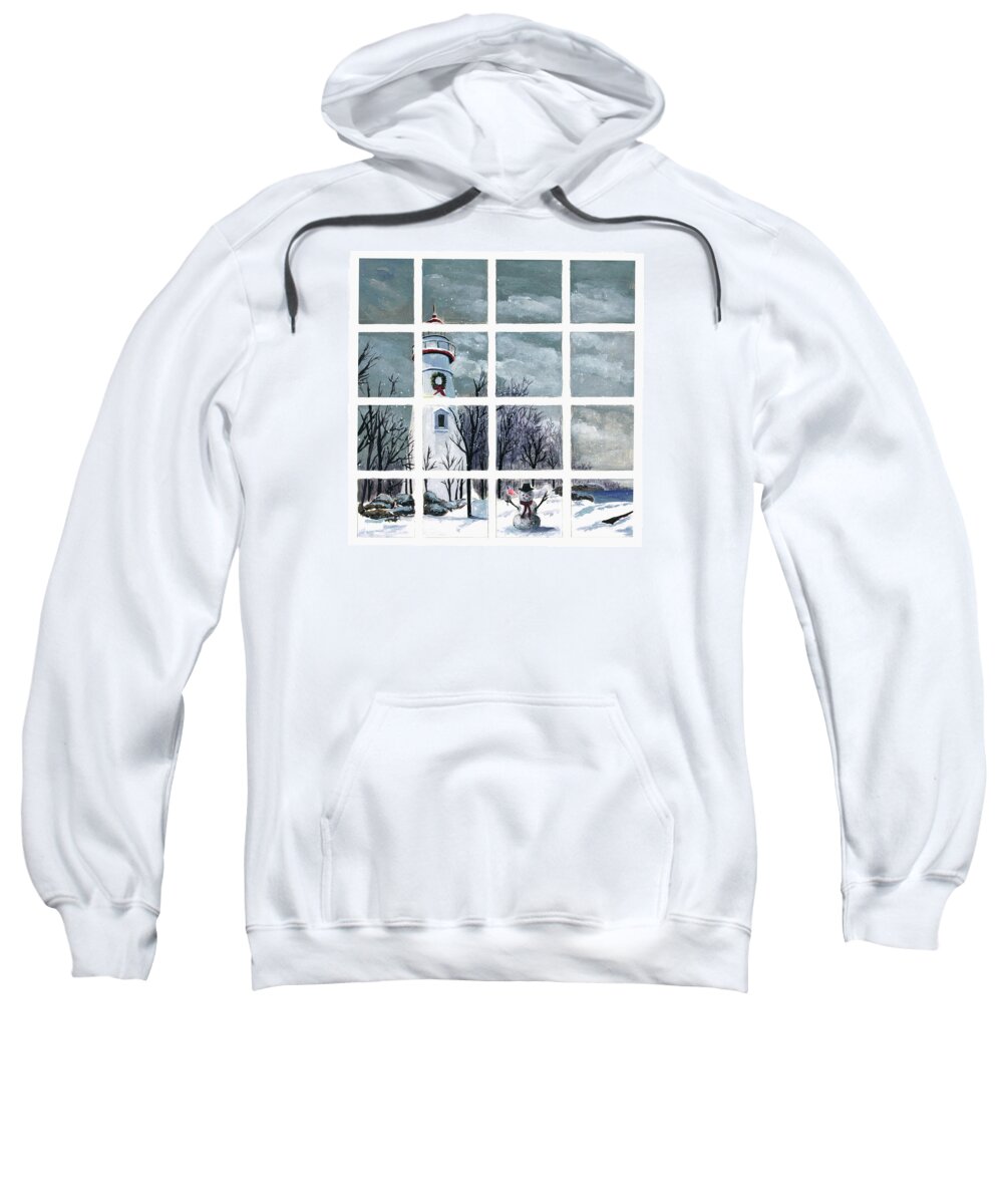Christmas Lighthouse Painting Sweatshirt featuring the painting In the Holiday Spirit at Marblehead by Terri Meyer
