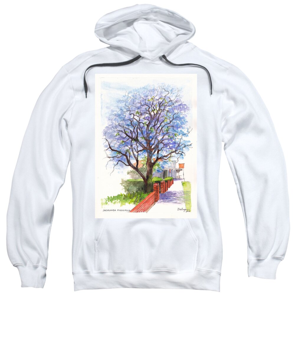 Tree Sweatshirt featuring the painting Jacaranda Tree at Christmas Time by Dai Wynn