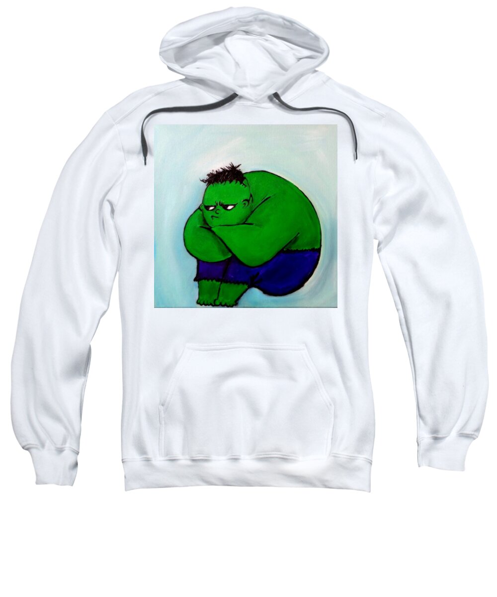 Hulk Sweatshirt featuring the painting Le Hulk Incroyable by Katy Hawk