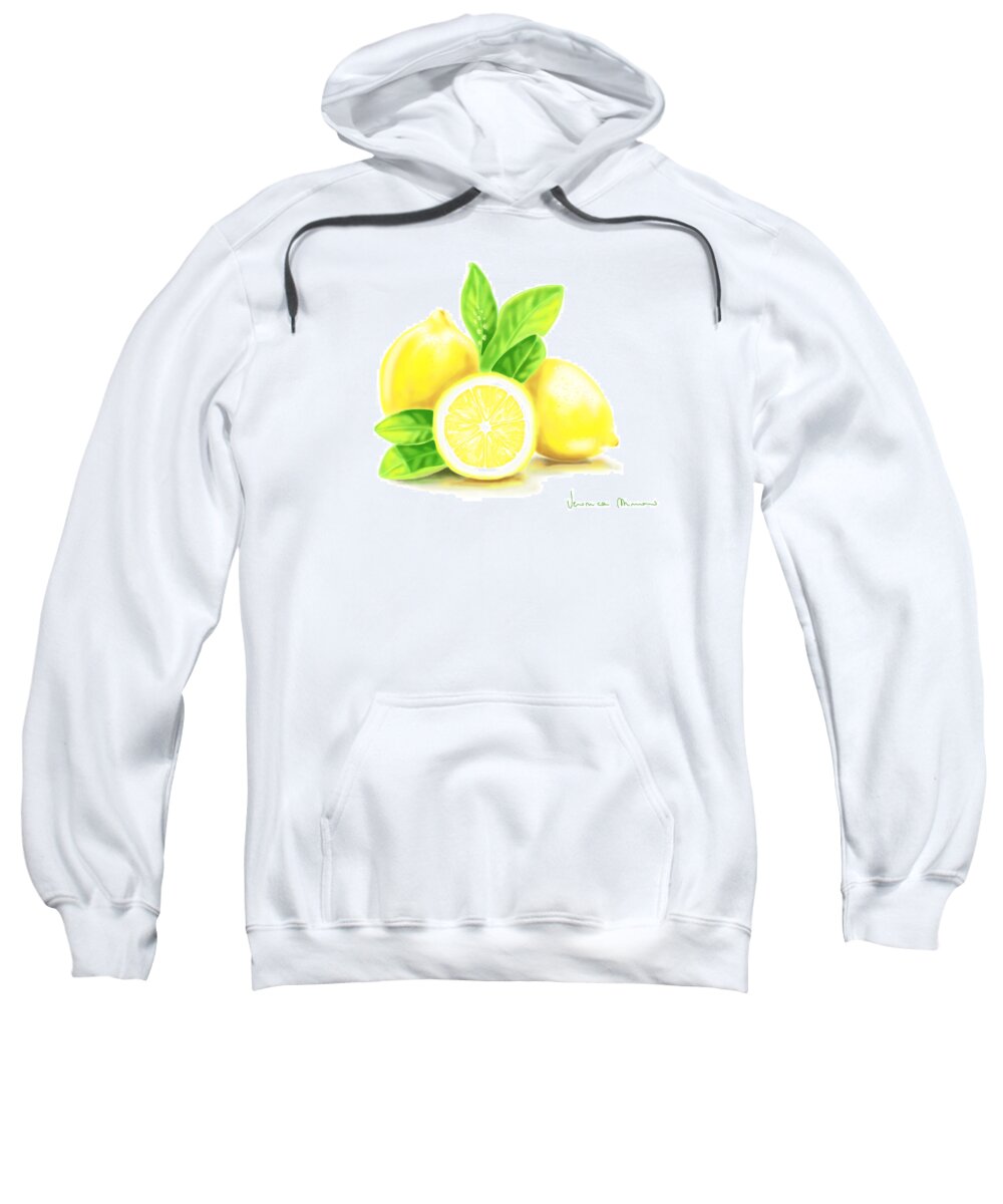 Lemons Sweatshirt featuring the painting Lemons by Veronica Minozzi
