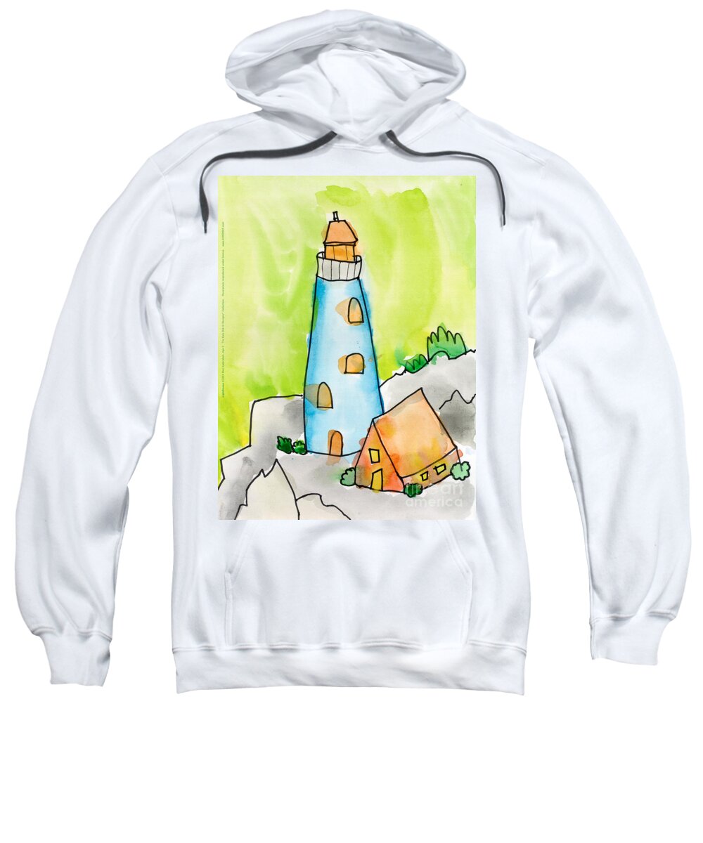Lighthouse Sweatshirt featuring the painting Lighthouse by Max Kederabek Age Nine