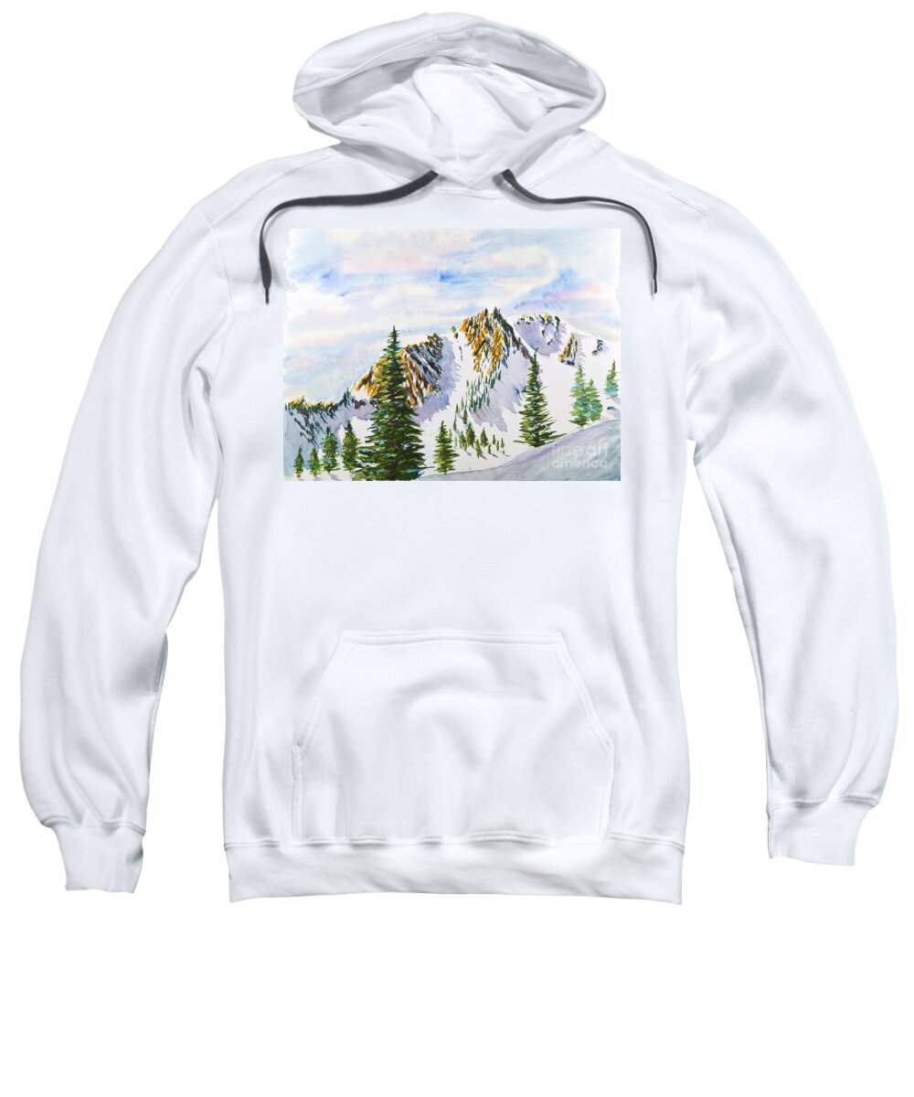 Mountains Sweatshirt featuring the painting Lone Tree in the Morning by Walt Brodis