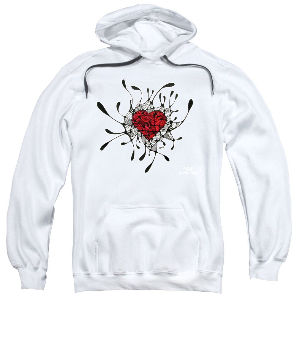 Heart Sweatshirt featuring the drawing Love Is The Center by Leanne Karlstrom