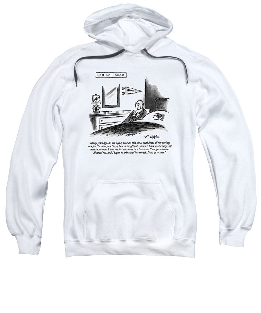(grandfather Talking To Child In Bed)
Family Sweatshirt featuring the drawing Many Years Ago by Henry Martin