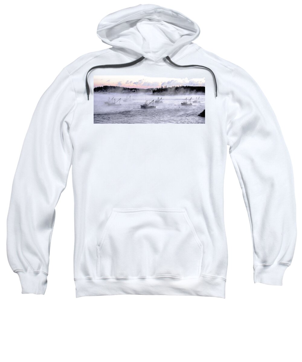Moored At 10 Below Zero Sweatshirt featuring the photograph Moored at 10 Below Zero by Marty Saccone