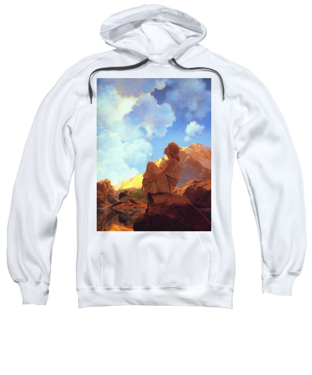 Maxfield Parrish Sweatshirt featuring the painting Morning Spring by Maxfield Parrish