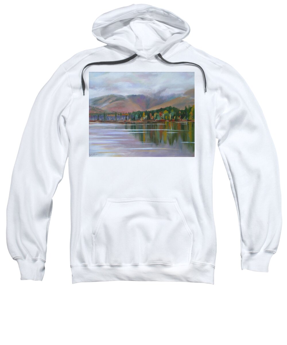 White Mountain Art Sweatshirt featuring the painting Mount Chocorua and Chocorua Lake New Hampshire by Nancy Griswold