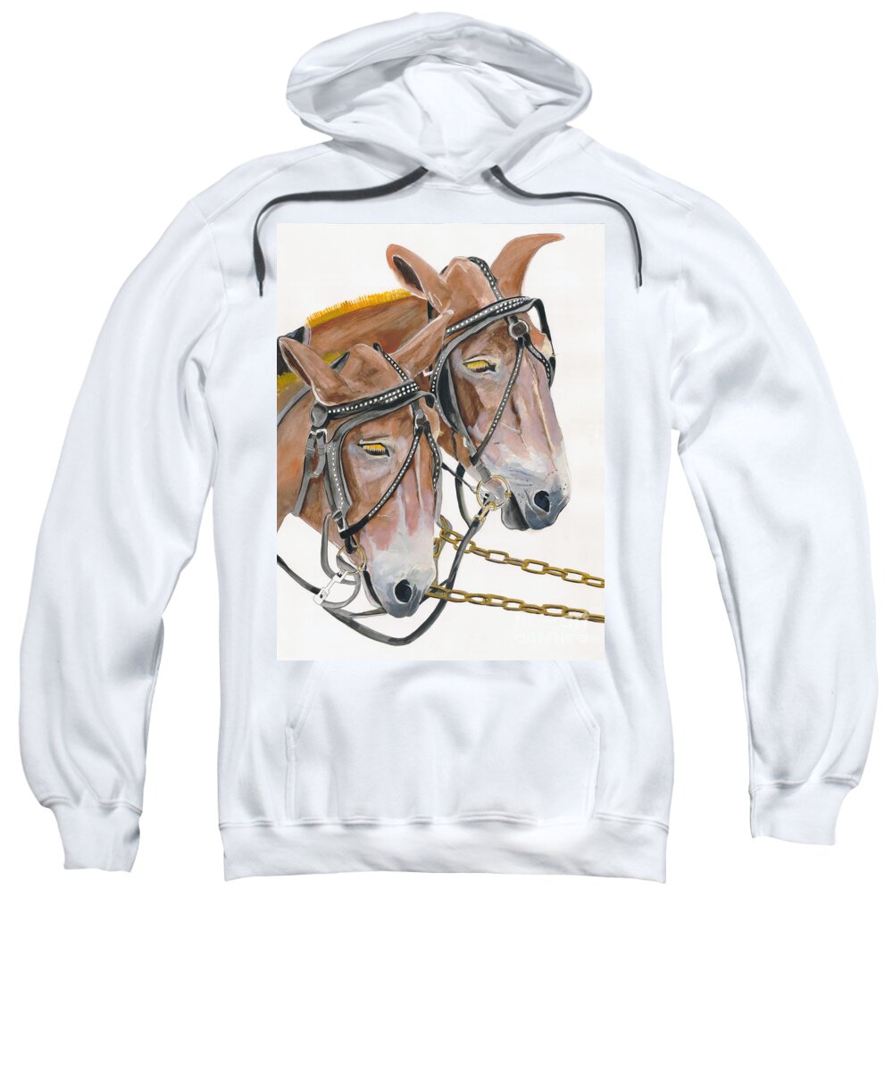 Mules Sweatshirt featuring the painting Mules - Two - Beast of Burden by Jan Dappen