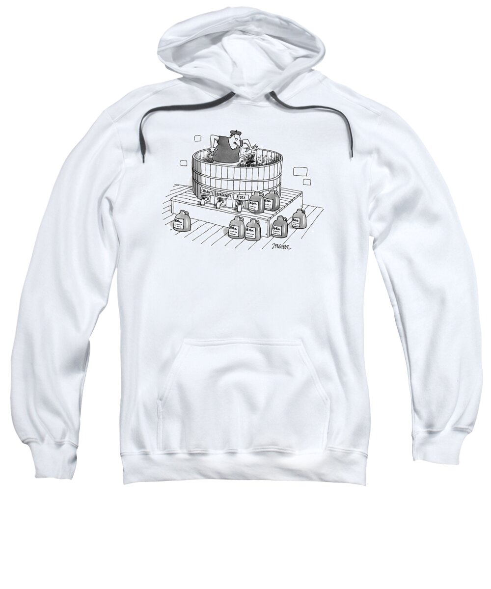 Wine Sweatshirt featuring the drawing New Yorker April 28th, 1997 by Jack Ziegler