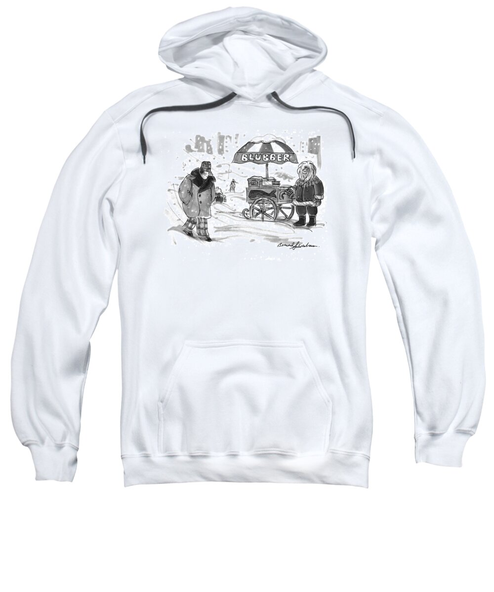 (the Man Sees An Eskimo Selling Blubber Out Of An Ice Cream Cart In The Street.)
Urban Sweatshirt featuring the drawing New Yorker February 28th, 1994 by Bernard Schoenbaum