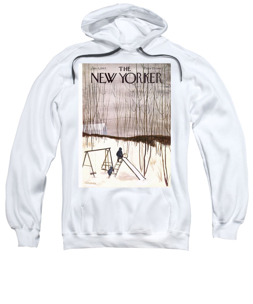 Kid Sweatshirt featuring the painting New Yorker January 5th, 1963 by James Stevenson