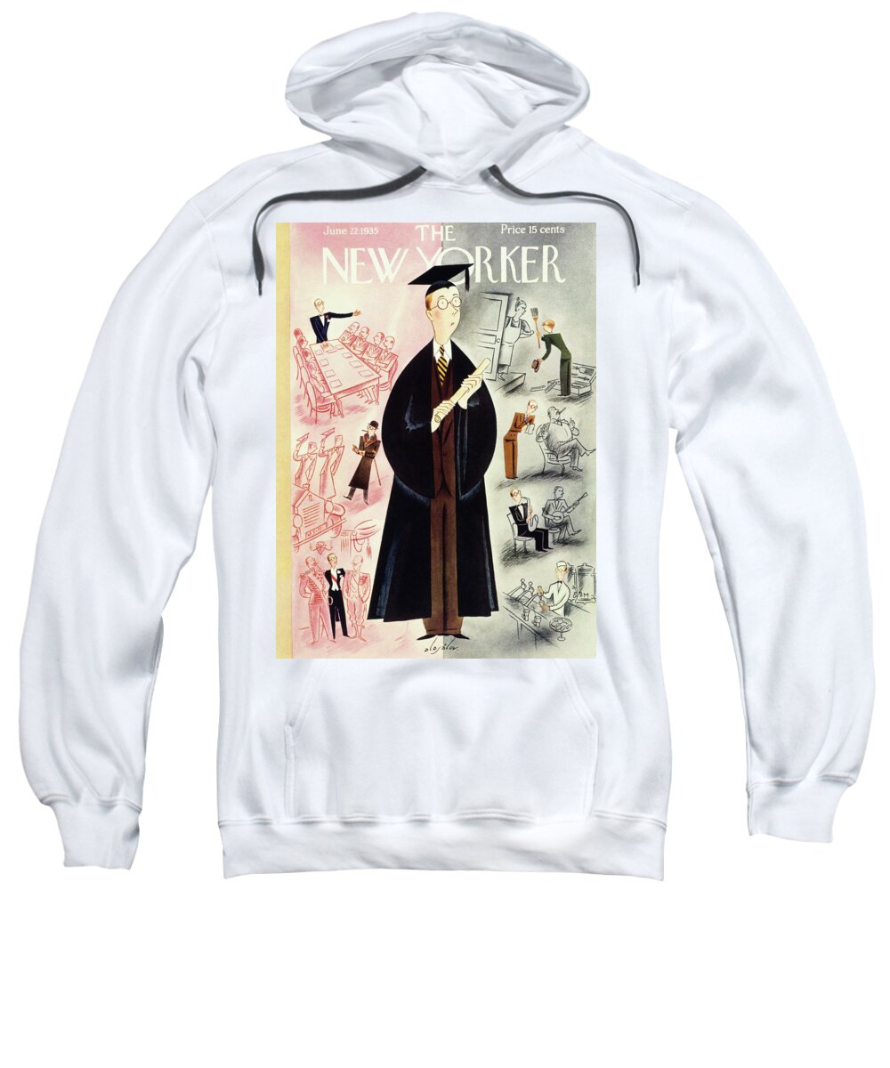 Education Sweatshirt featuring the painting New Yorker June 22 1935 by Constantin Alajalov