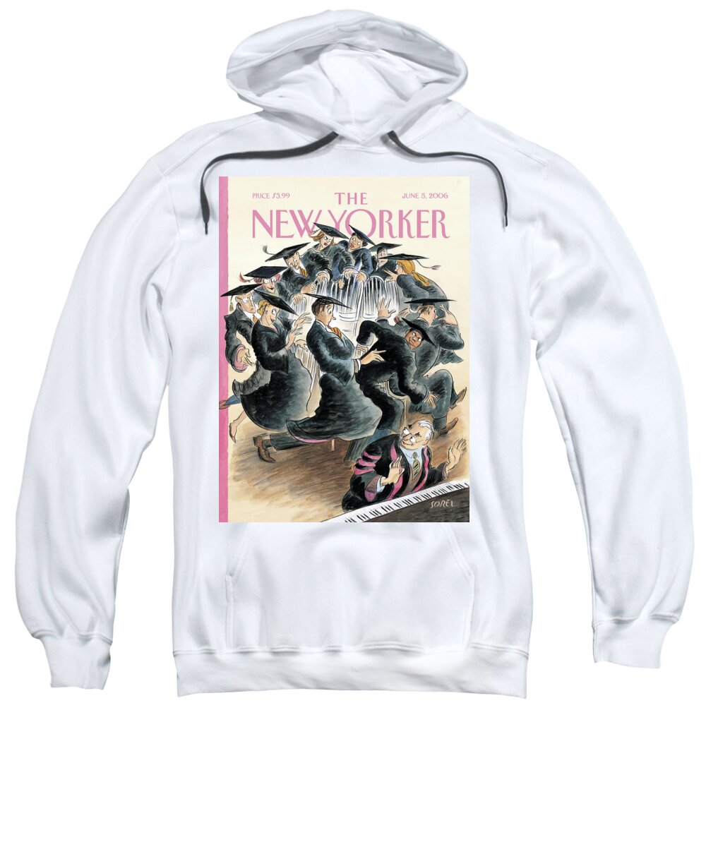 Education Sweatshirt featuring the painting Musical Chairs by Edward Sorel