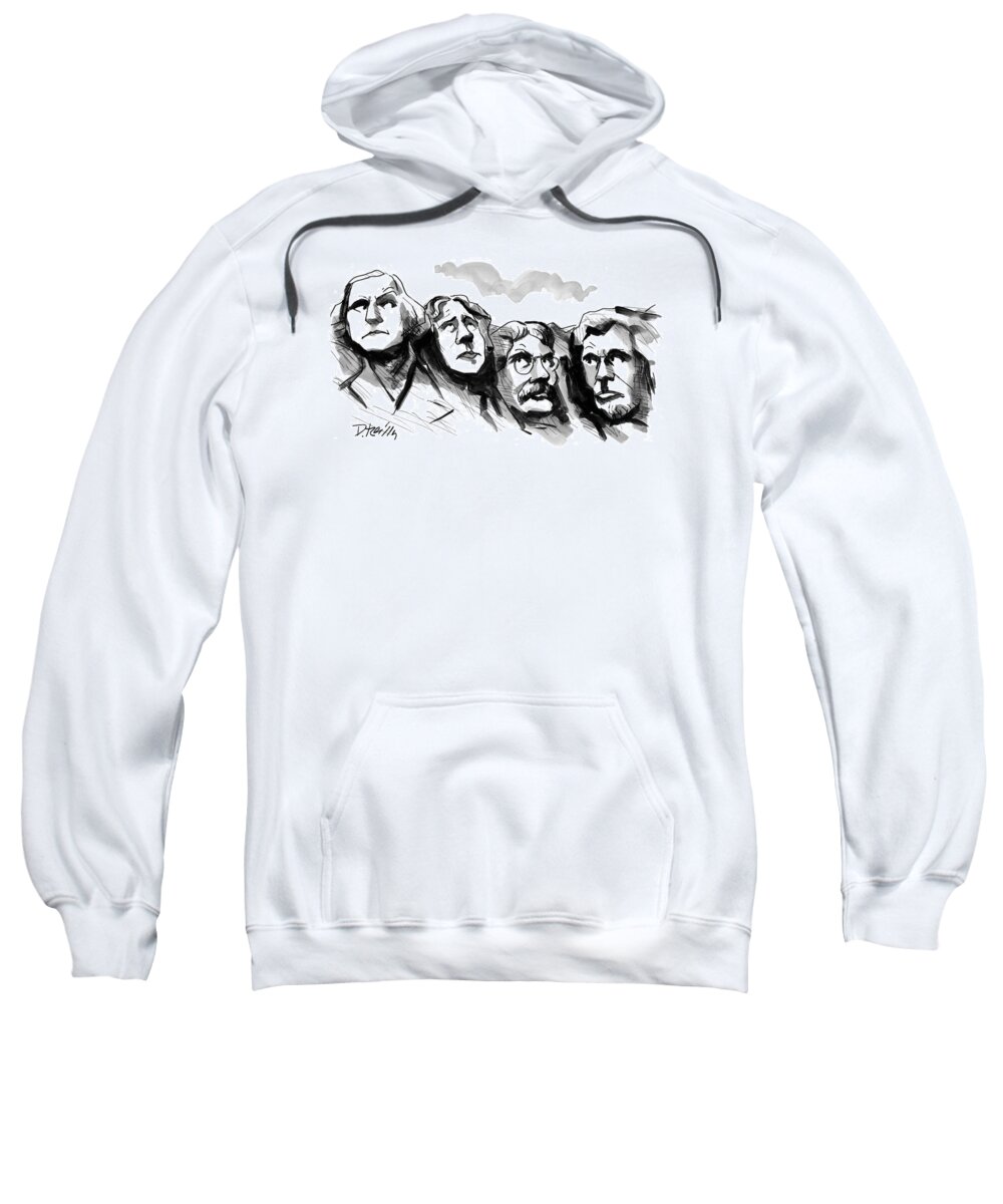 Mount Rushmore Sweatshirt featuring the drawing New Yorker November 16th, 1998 by Donald Reilly