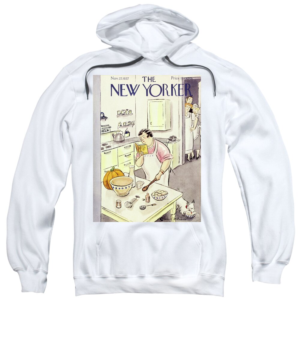 Kitchen Sweatshirt featuring the painting New Yorker November 27 1937 by Helene E Hokinson