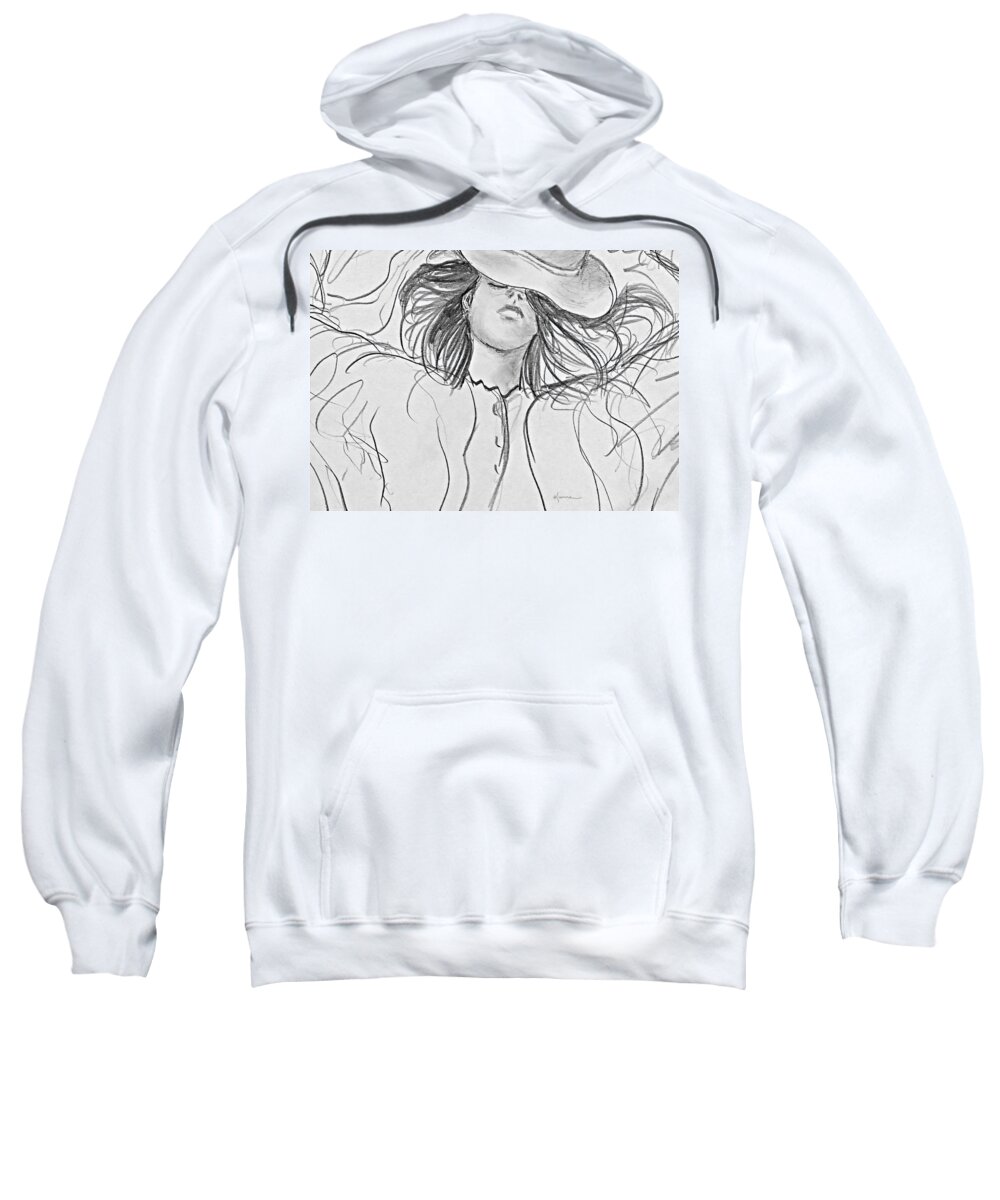 Woman Sweatshirt featuring the drawing No Worries by Kume Bryant