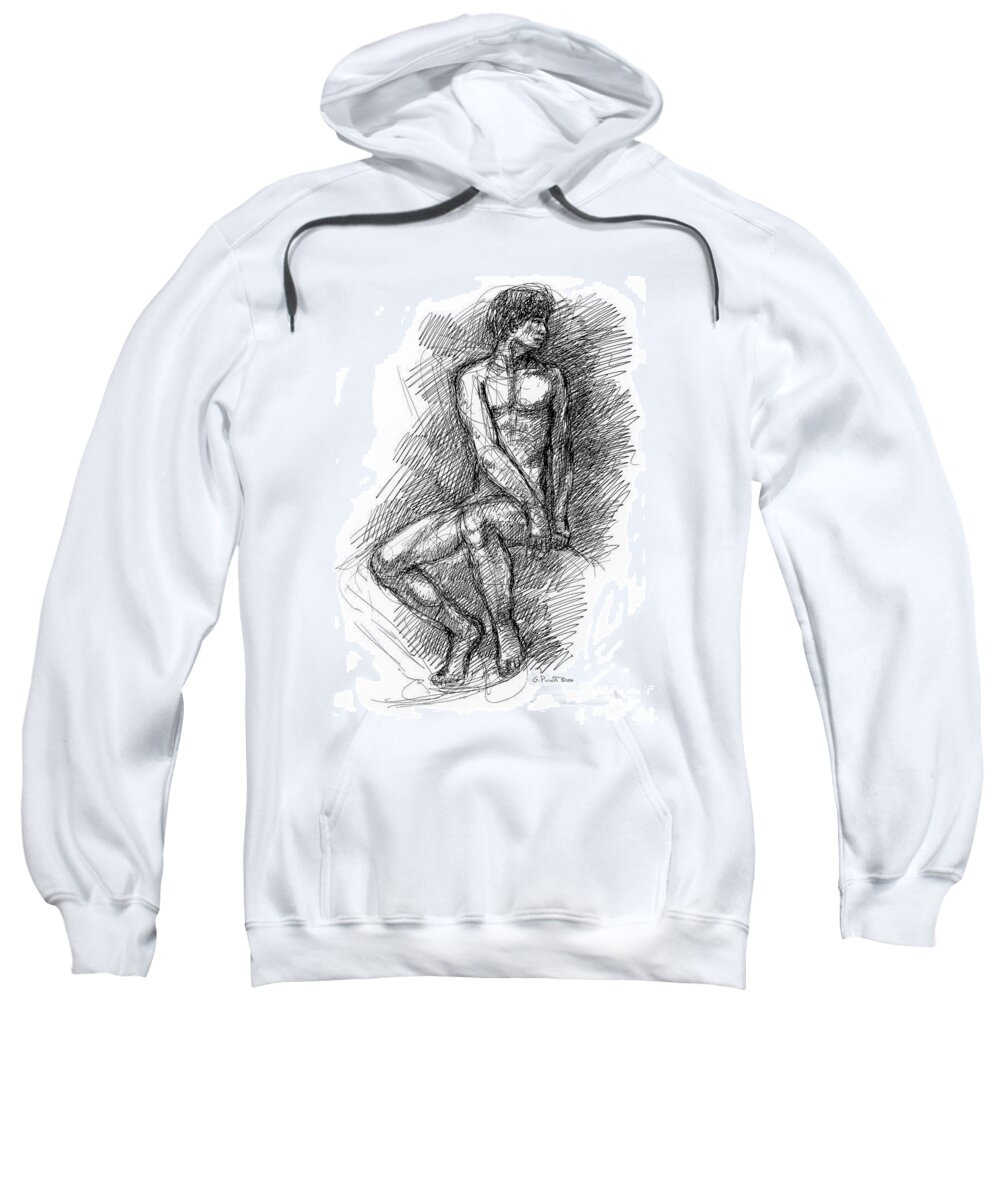 Male Sketches Sweatshirt featuring the drawing Nude Male Sketches 1 by Gordon Punt