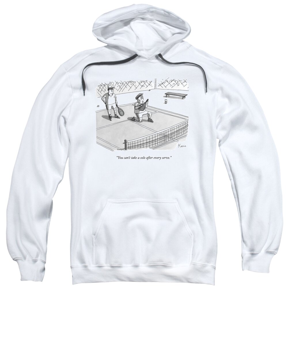 Air Guitar Sweatshirt featuring the drawing On A Tennis Court by Zachary Kanin