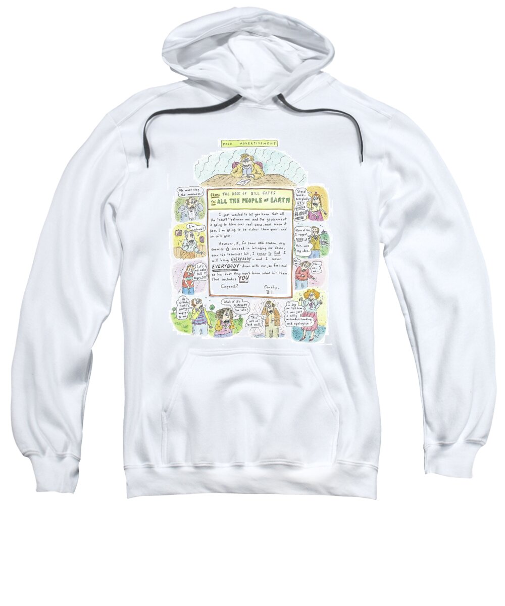 Gates Sweatshirt featuring the drawing 'paid Advertisement' by Roz Chast