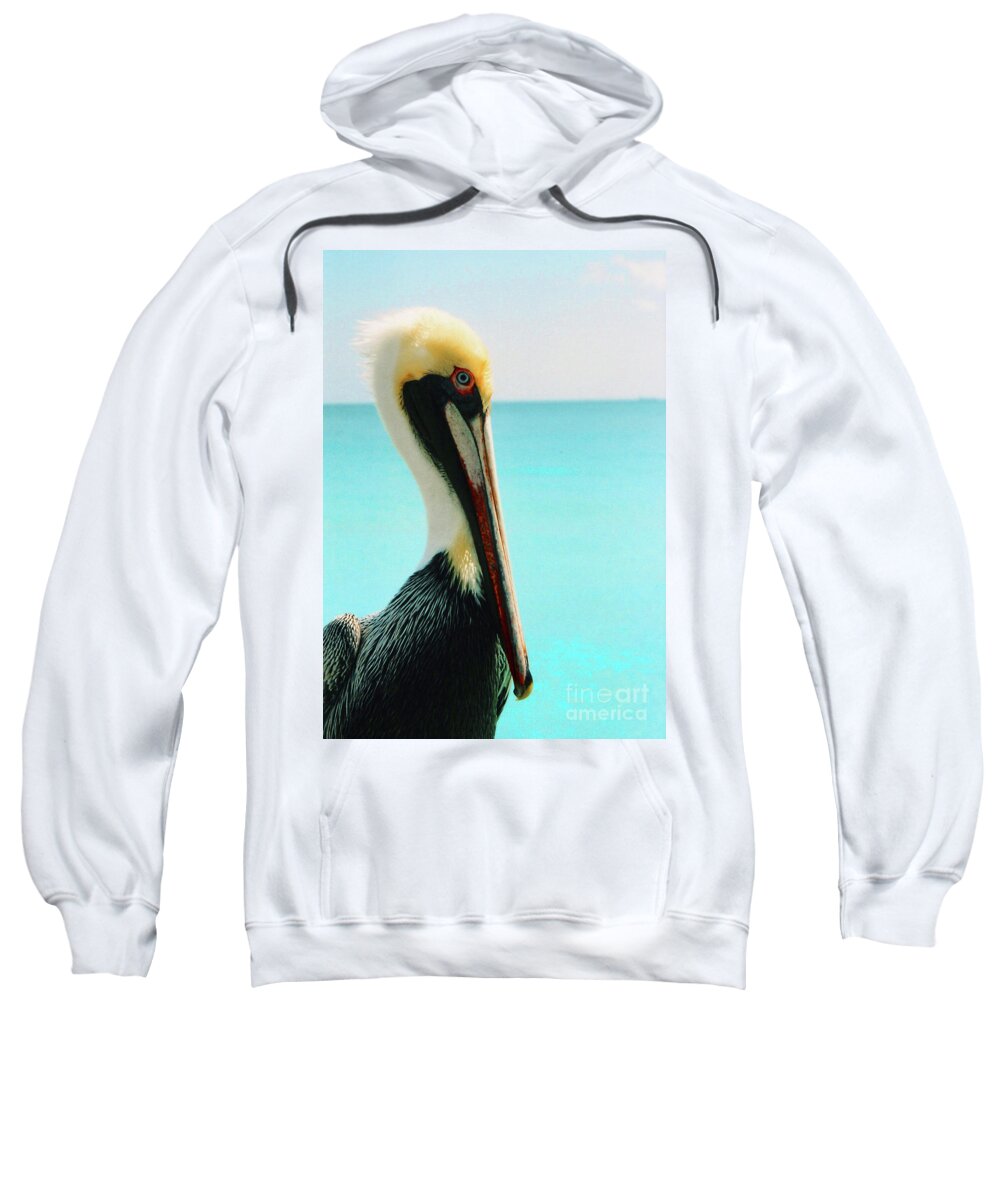  Sweatshirt featuring the photograph Pelican Profile and Water by Heather Kirk
