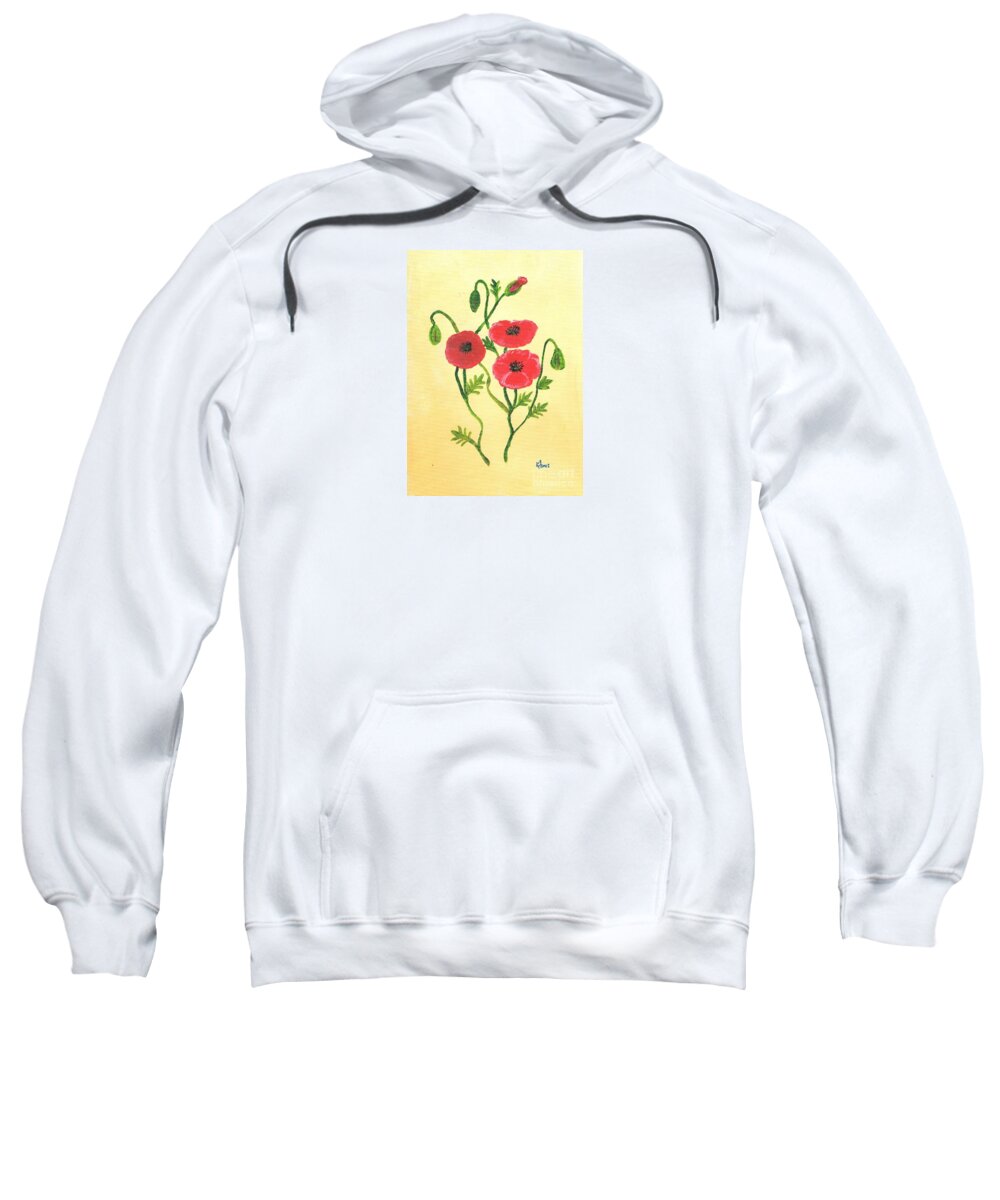 Red Poppies Sweatshirt featuring the painting Poppies by Karen Jane Jones