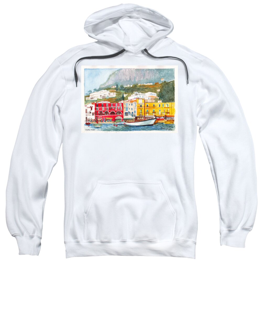 Port Sweatshirt featuring the painting Port of Capri by Dai Wynn