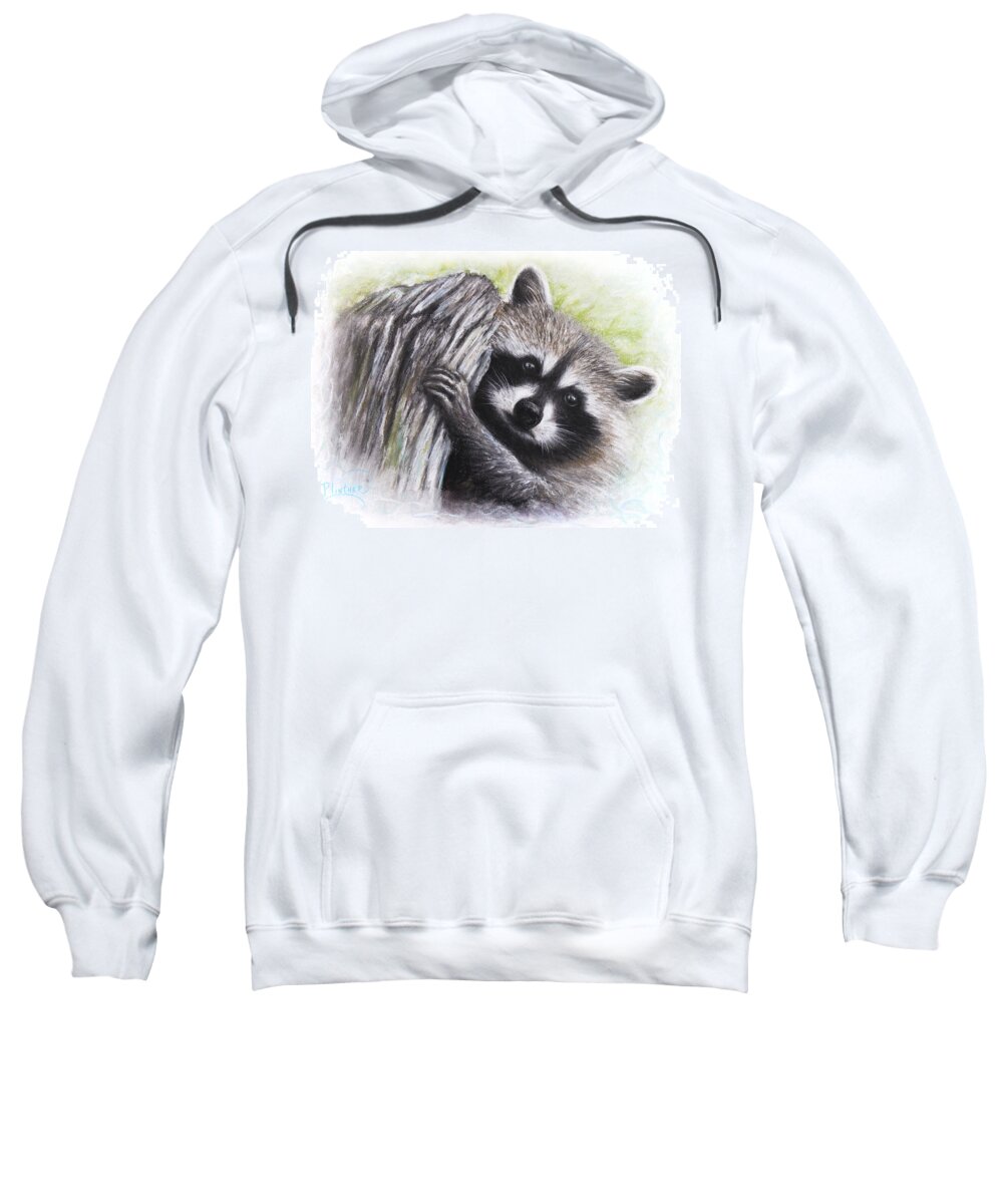 Racoon Sweatshirt featuring the drawing Raccoon by Patricia Lintner