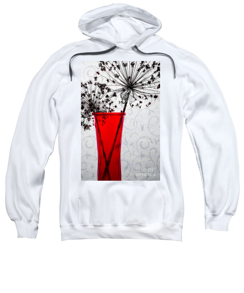 Red Vase With Dried Flowers Sweatshirt featuring the photograph Red Vase With Dried Flowers by Michael Arend