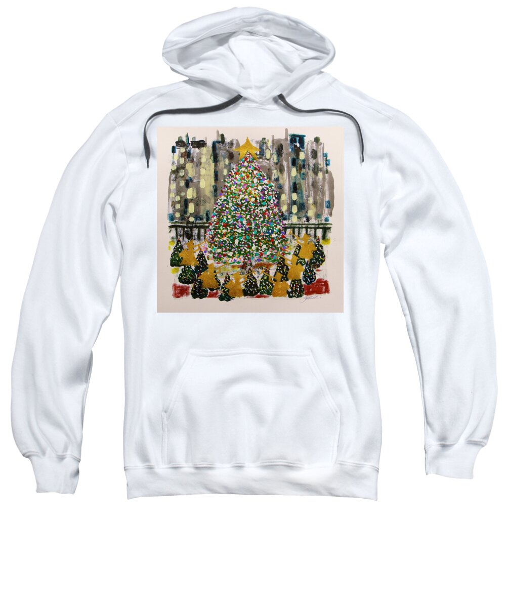 Christmas In Rockefeller Center Sweatshirt featuring the painting Rockefeller Center by John Williams