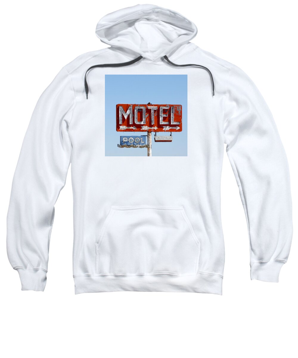 Vintage Signs Sweatshirt featuring the photograph Route 66 Motel Sign by Art Block Collections