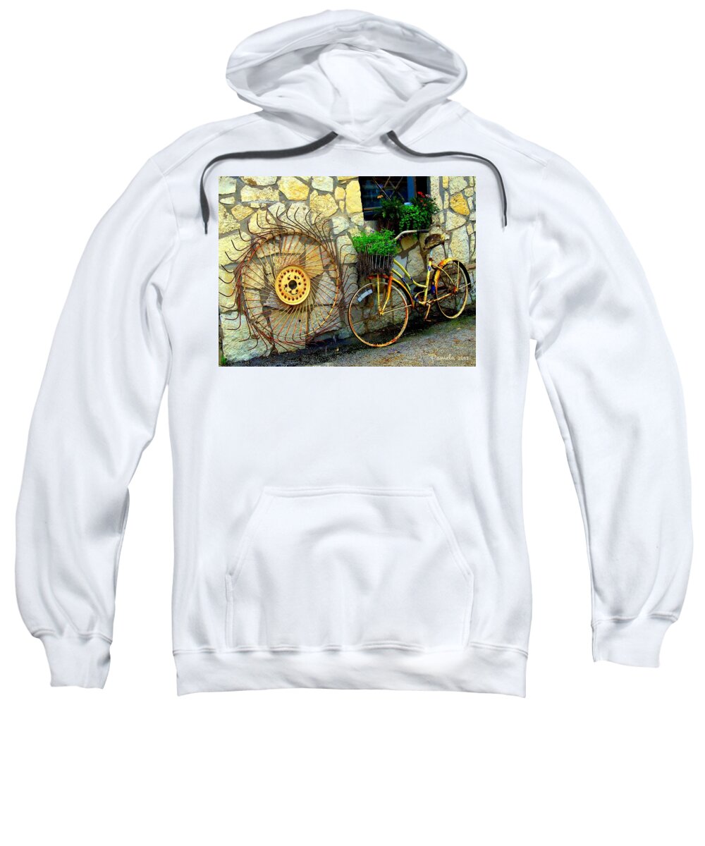 Rusty Antiques Sweatshirt featuring the photograph Rust And Flowers by Pamela Smale Williams