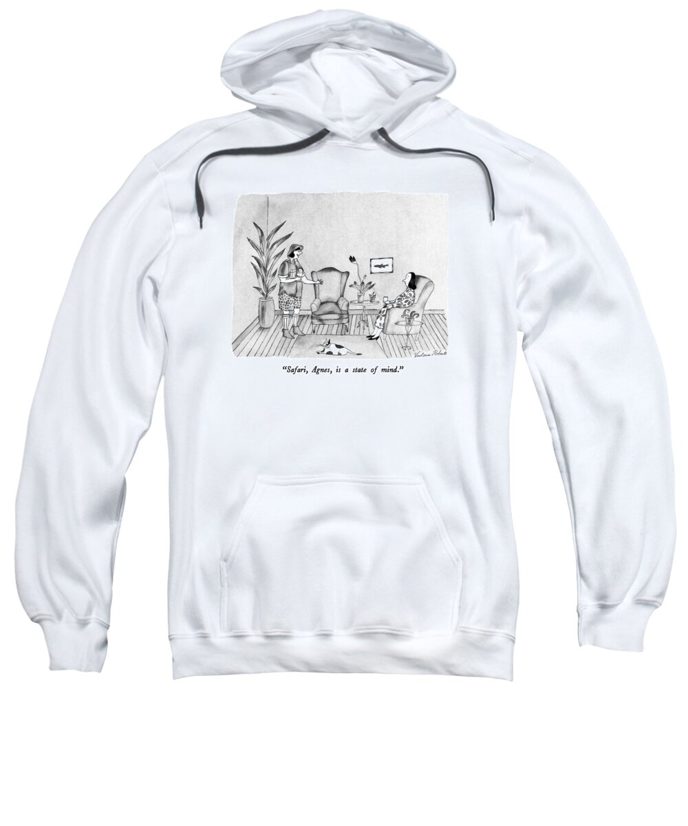 Travel Sweatshirt featuring the drawing Safari, Agnes, Is A State Of Mind by Victoria Roberts
