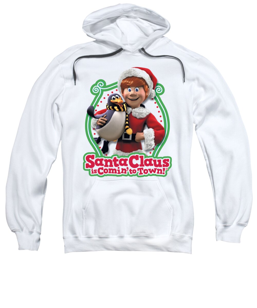  Sweatshirt featuring the digital art Santa Claus Is Comin To Town - Penguin by Brand A